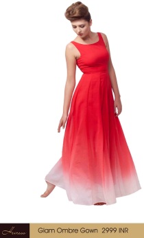 India fashion online red ombre gown glamorous